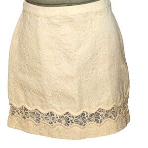 Woman's Topshop cottagecore textured sheer floral garden butter yellow skirt S12